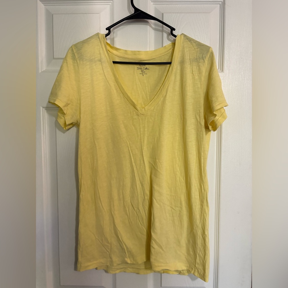 J. Crew Slub Cotton Yellow Tee Women’s Size Large